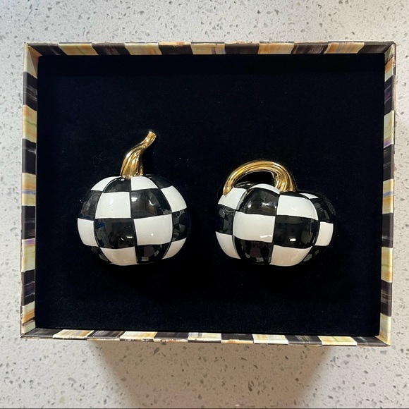 MacKenzie-Childs Mod Pumpkin Salt & Pepper Set - Picture 2 of 4